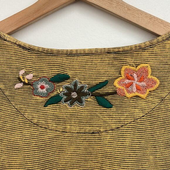 Coldwater Creek Floral Embroidered Long Sleeve Top - Mustard and Black - Picture 8 of 14